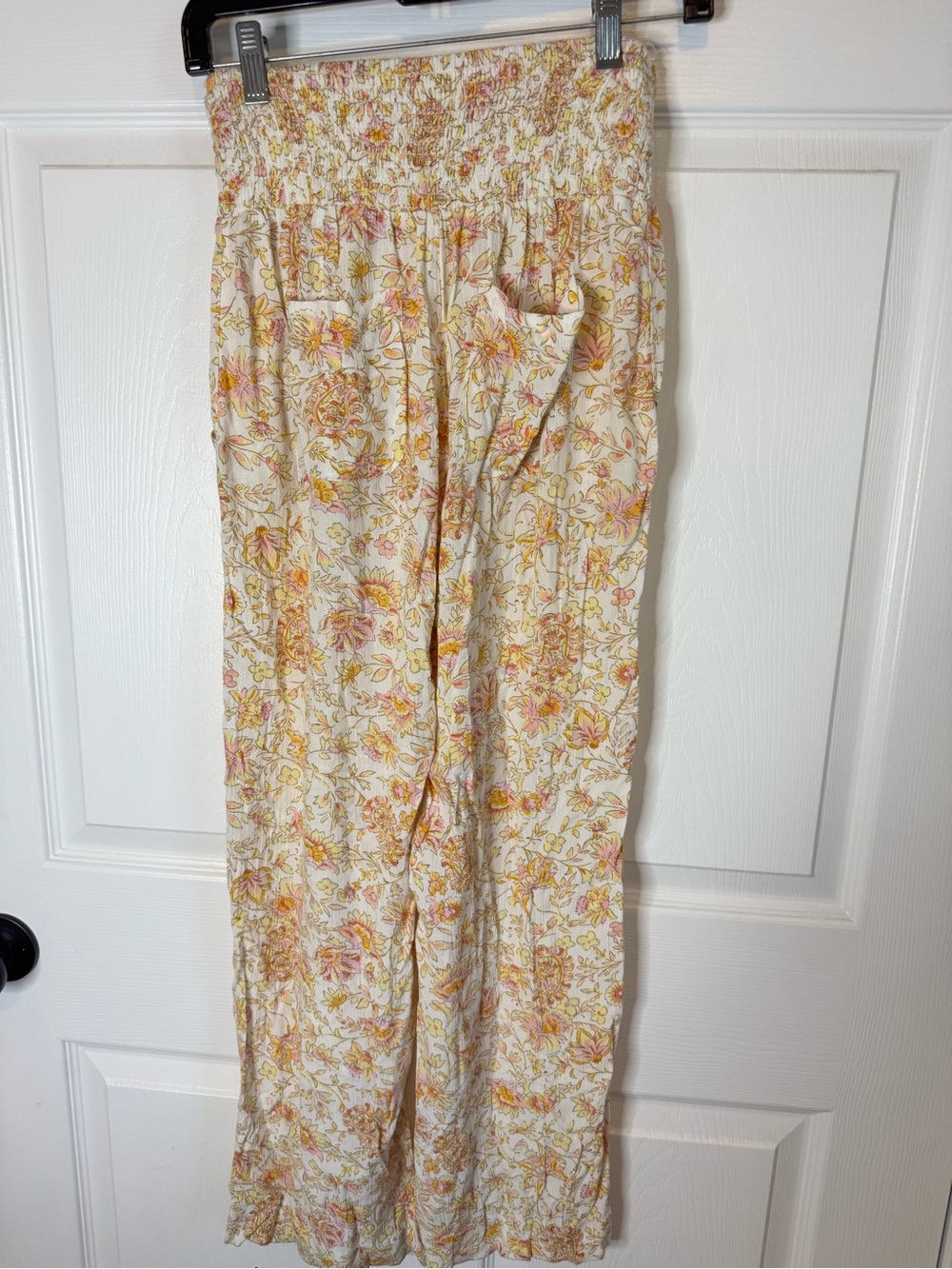 Billabong Cream Floral Smocked-Waist Wide Leg Jumpsuit - Picture 4 of 7